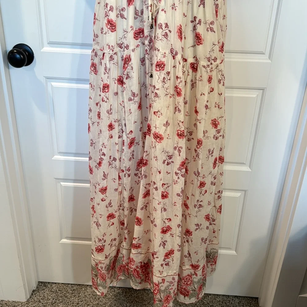 Free People Lysette Maxi Dress Floral Summer V neckline Dress large - Picture 7 of 15